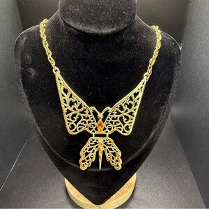 BUTTERFLY PENDANT - Large Articulated Butterfly with Rhinestones